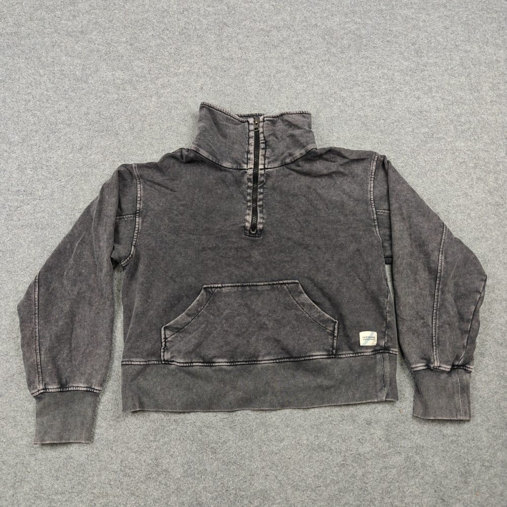 Fair Harbor Sweatshirt Mens Small Gray 1/4 Zip Pullover Mock Neck Fleece